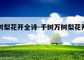 千树万树梨花开全诗-千树万树梨花开全诗翻译